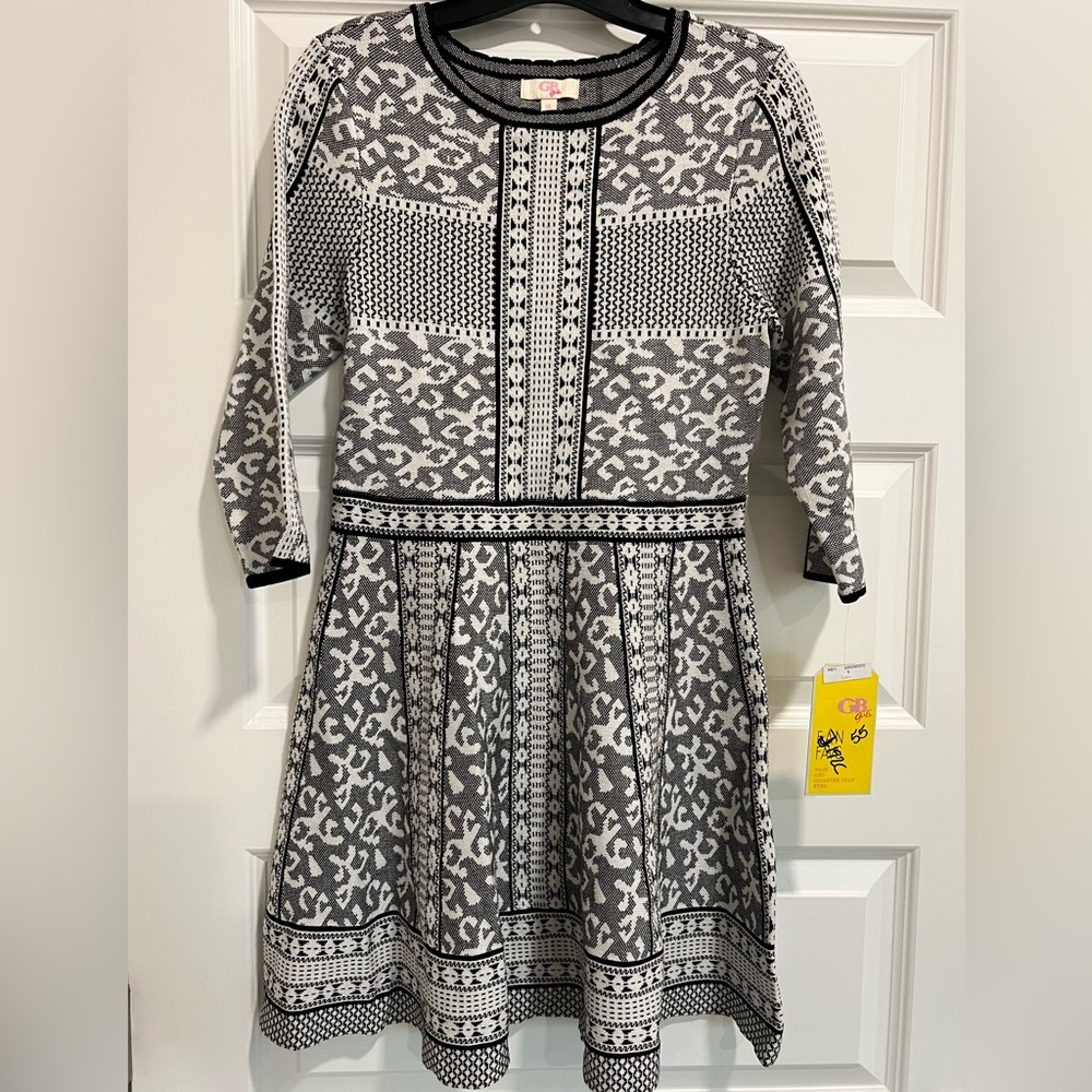 NWT GB Girls Black White Designed Dress